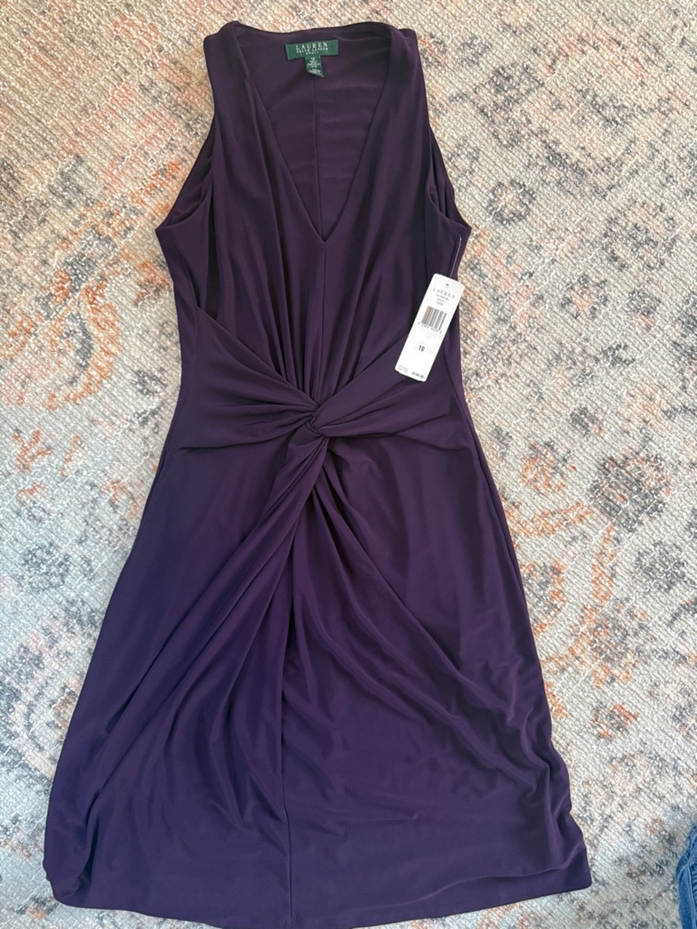 Ralph Lauren Plum Knot-Front Midi Dress - new with tags